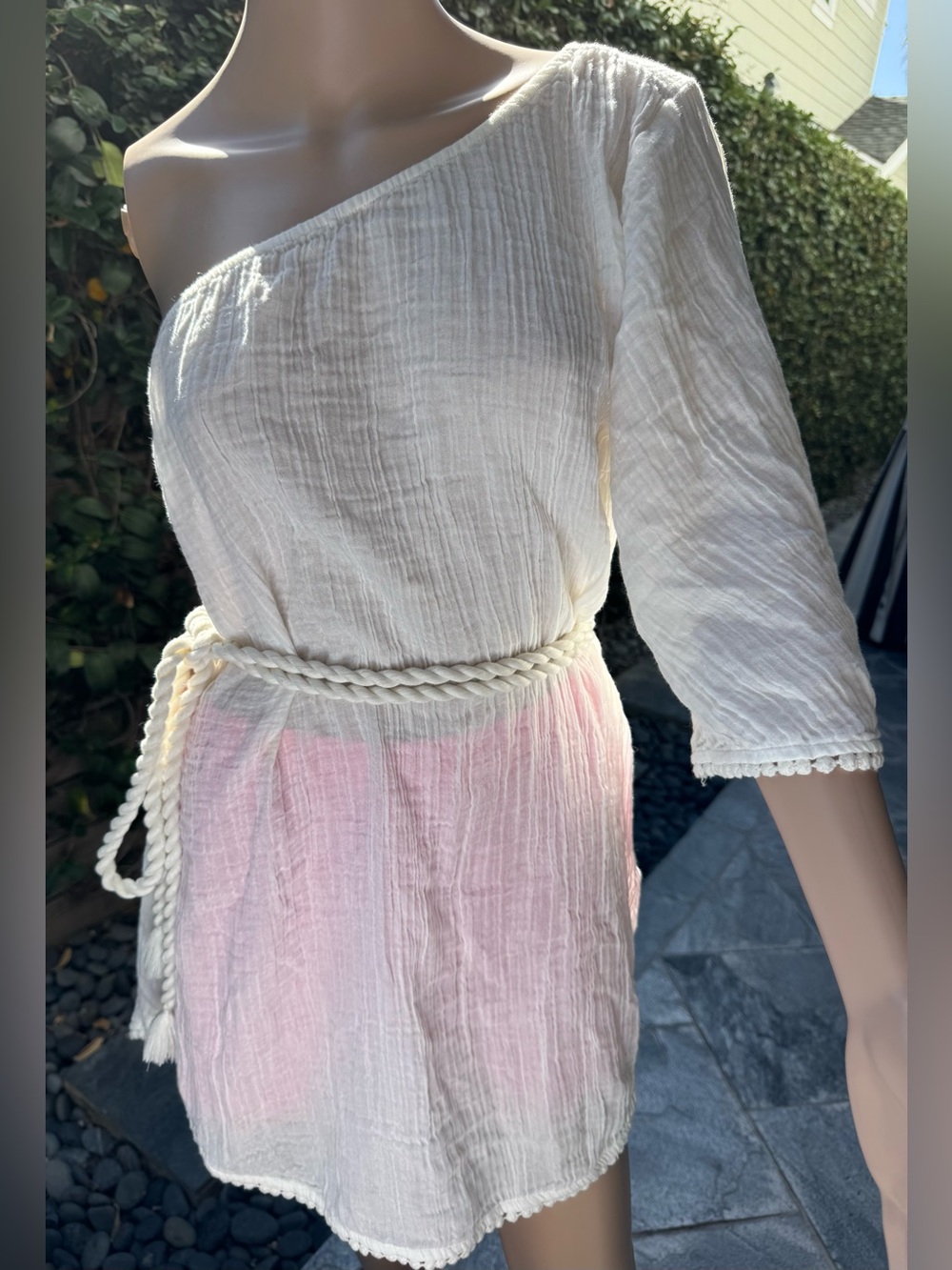 Abercrombie & Fitch White Lightweight Textured beach coverup